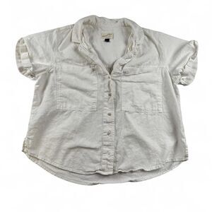 Universal Thread Women’s White Linen Utility Button Up Shirt Large